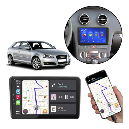 Kit Multimidia Carplay Mp5 9pol Audi A3 07 08 09 10 11 12 13