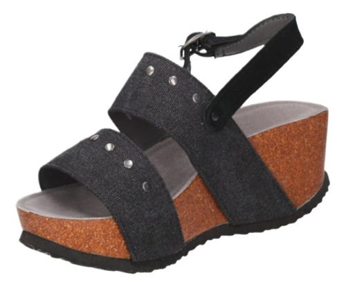 Sandalia Mujer Bruno Rossi Plataforma Bg112 Negro