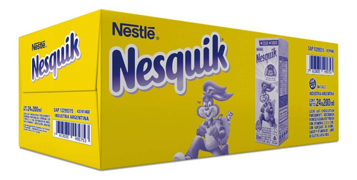 Imagen 2 de 8 de Nesquik Listo Para Tomar X 200ml Leche Chocolatada Caja X24