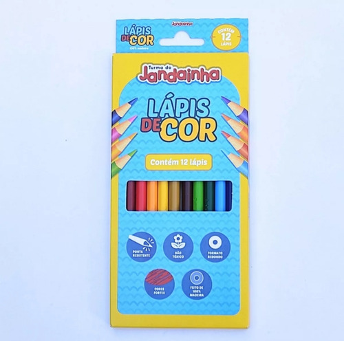 Lápis De Cor 12 Cores Jandaia Sextavado Resistente