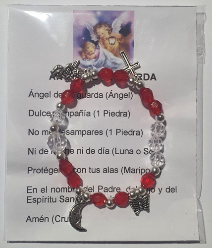 Pack 50 Pulsera Del Ángel De La Guarda Niños, Hecha A Mano