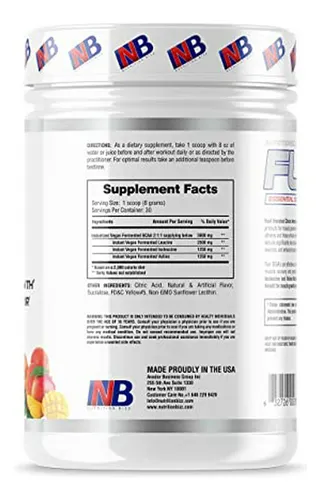 Polvo De Bcaa, 5g Aminoácidos, Recuperación Muscular, 30 Porciones (durazno Mango)