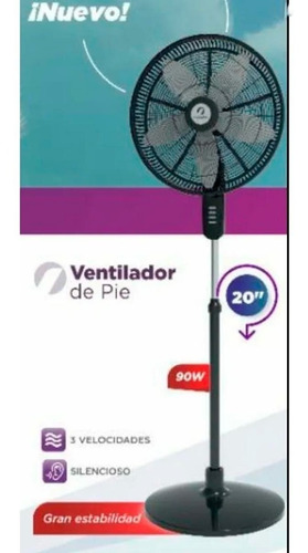 Imagen 3 de 11 de Ventilador De Pie 20 Pulgadas Potente 90w Indelplas Ivp20 Ep Color De La Estructura Negro Cantidad De Aspas 5 Color De Las Aspas Negro Material De Las Aspas Plástico