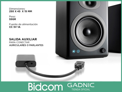 Imagen 4 de 7 de Cable Hdmi A Vga Adaptador Gadnic Conversor De Hdmi A Vga