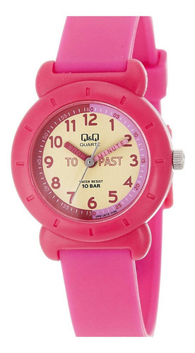 Reloj infantil para mujer, rosa, fondo amarillo, puntero +