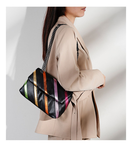 Bolso De Hombro Kurt Geiger Rainbow Color Clash Chain