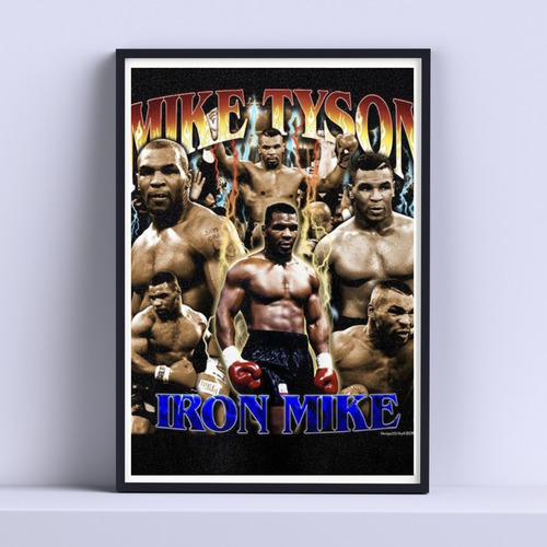 Cuadro Mike Tyson Leyend Decorativo 30x40cm Con Vidrio