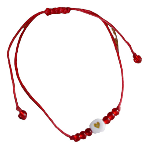 Pulsera Hilo Rojo Regulable Corazón Mostacillas Mujer Regalo