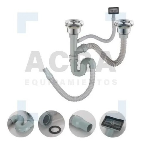 Imagen 6 de 8 de Pileta Simple Cocina + Válvula+anti Desborde + Canilla Acra