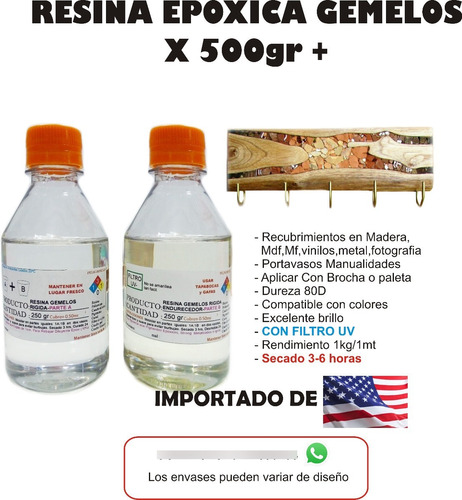 Resina Transparente Gemelos Epoxica  X 500gr Para Fotografia