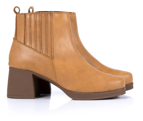Imagen 2 de 8 de Bota Mujer Citadina Cuero Plataforma Elástico Taco Bahia