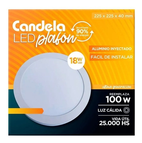Plafon Led De Aplicar Circular 18W Calido/ blanco