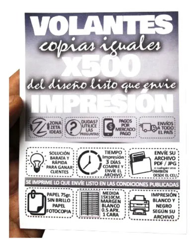 Volante Folletos Económico 10x15 Cm Tinta Negra 500 Copias