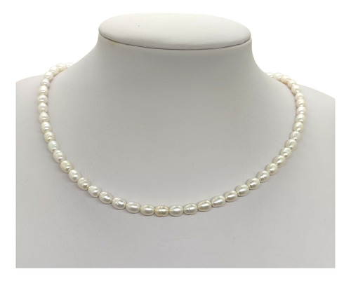 Collar Perlas Cultivadas Chicas Gancho Mosquetón Plata 925 Perlas Cultivadas Chicas