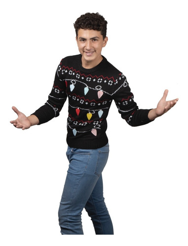 Suéter Navideño Couple Uggly Sweater Focos Navideños