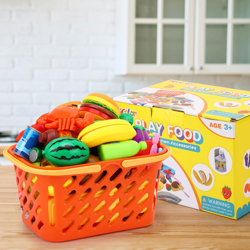 Juego 120 Piezas Alimentos Corte Niños Cocina Simulación Fru Color