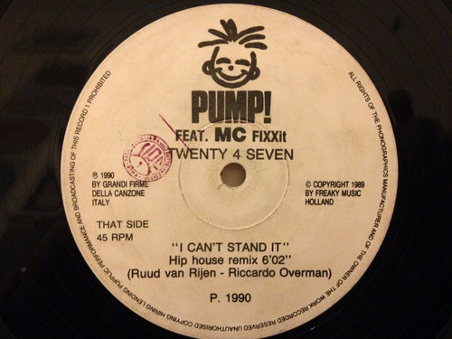 Vinilo Twenty 4 Seven Ft Mc Fixxit I Can't Stand It Maxi 90