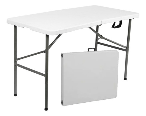 Mesa Plegable Tipo Maletin Valija Camping Caños Y Traba 1.22 Color Blanco