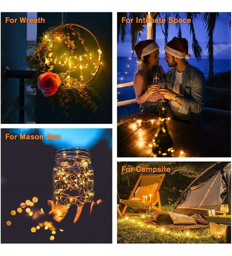 Juego De 4 Luces Led De Cadena Solar Al Aire Libre De 30 M,