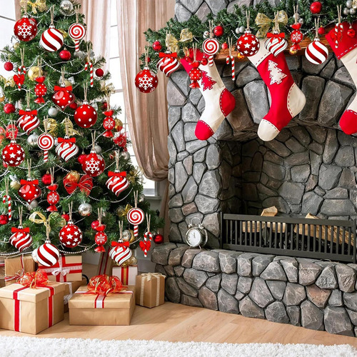 Adornos De Bolas De Caramelo Para Árbol De Navidad Adornos D
