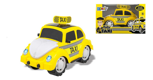 Carrinho De Taxi Fusca Carro Brinquedo Infantil Faz De Conta Cor Amarelo Personagem Fusca Taxi