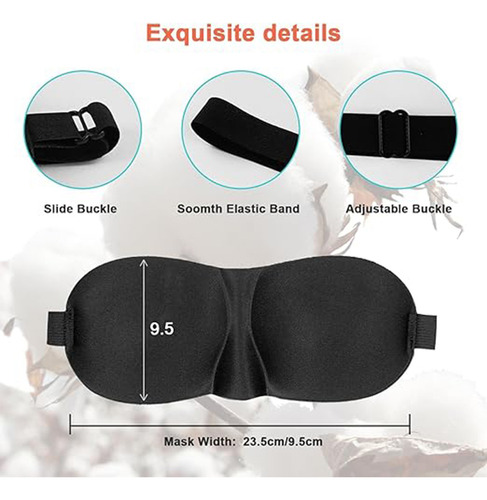 Antifaz Para Dormir 3d Para Mujeres Y Hombre, Antifaz Para Dormir Para Una Oscuridad Absoluta, Tejido Transpirable Con Correa Ajustable Para Siestas, Viajes + Dos Pares De Tapones Para Los Oídos