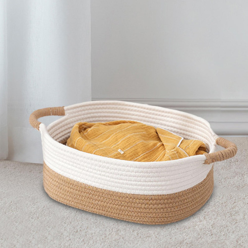 Cesta Tejida De Cuerda De Algodón, Cesta De 35cmx25cmx13cm