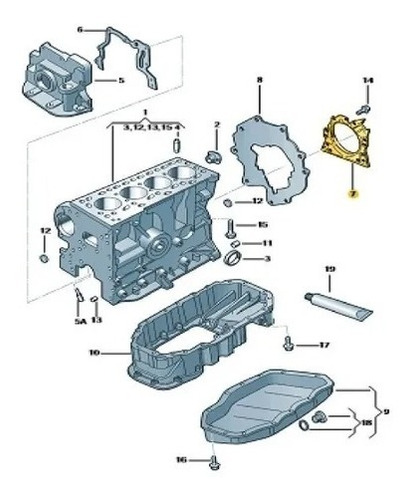 Imagen 2 de 2 de Reten De Bancada De Volkswagen Motor Cfz (gol Trend,voyage)