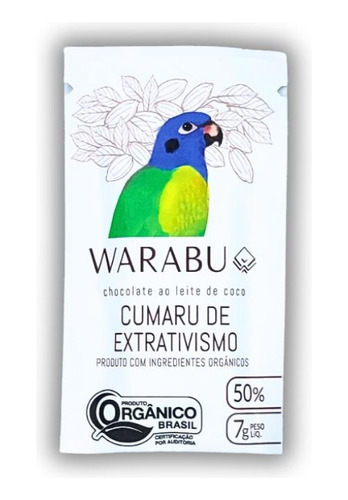 Chocolate Vegano Orgânico Cumaru 50% Cacau Sem Lactose 7g