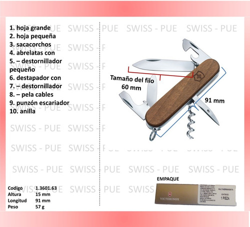 Imagen 2 de 3 de Navaja Spartan 10 Usos, Madera, Victorinox (1.3601.63)