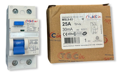 Disyuntor Diferencial 25a Bipolar 30ma Monofasico