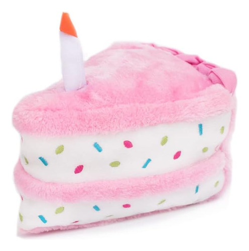 Torta De Cumpleaños Squeaky Dog Toy Relleno Suave Rosa