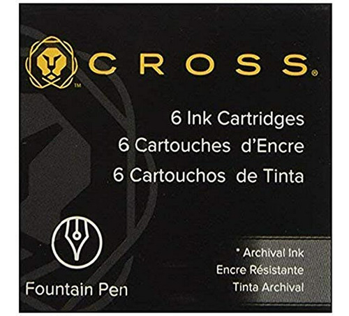 Cartucho De Tinta Cross Fountain Pen - Azul - Negro, 6 Por T