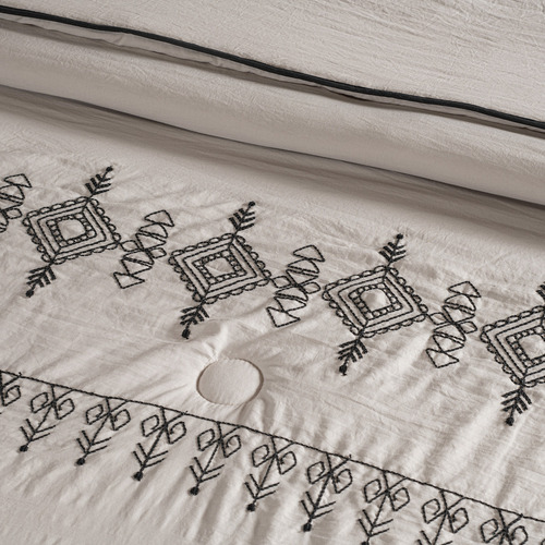 Juego De Edredon Matrimonial / Queen Size Ixtlan Bordado Vianney Elegante