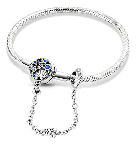 Pulsera Con Dije De Cadena De Serpiente De Plata Esterlina H