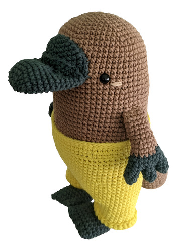 Muñeco De Apego Ornitorrinco Amigurumi Artesanal Crochet Marrón
