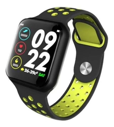 Reloj inteligente F8 para colocar fotos, fitness, pulsera verde, color negro con verde