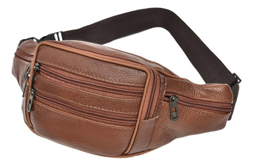 Pu Riñonera De Cuero Genuino For Hombre Con Múltiples