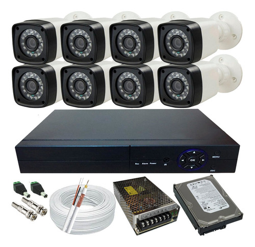 Sistema De Segurança 8 Câmeras Infra Gravador Dvr Multi Hd