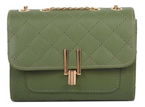 Cartera Bandolera Jena Con Broche ! Ruffine Acabado De Los Herrajes Oro Suave Color Verde Correa De Hombro Oro Suave Diseño De La Tela Liso Con Pliegues