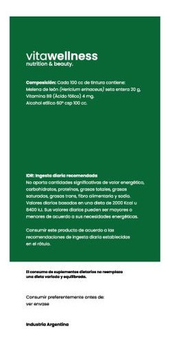 Tintura Madre Melena De Leon + Vit B9 X 60 Cc Vitawellness Neutro