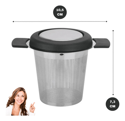 Infusor De Chá Coador Em Aço Inox Com Alça Silicone