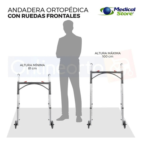 Andadera Ortopédica Aluminio Con Ruedas Plegable