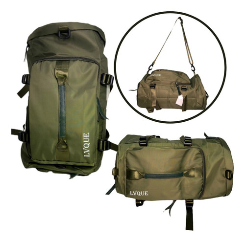 Mochila Fitness Treino Bolso Impermeável Grande +alça De Mão Cor Verde Militar Liso