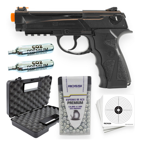 Pistola Airgun R12 Co2 4.5mm C12 Combo - Maleta E Esferas