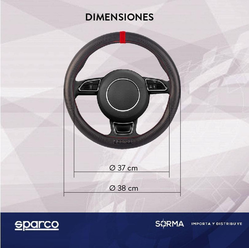 Imagen 4 de 10 de Cubre Volante 36/38 Cm Sparco Importado Leggera Pvc Sin Aro