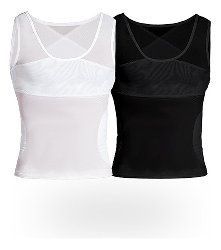 2pcshombres Camisas De Compresión, Pecho Masculino Shapewear