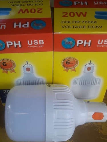 Imagen 6 de 10 de Bombillo Recargable Usb De 20watt