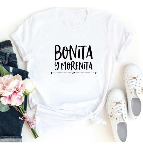 Camiseta Blanca En Algodón, Unisex Bonita Y Morenita