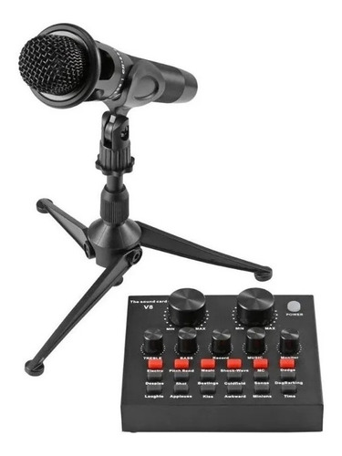 Tarjeta De Sonido V8 + Microfono Consola Mezclador Mixer Usb